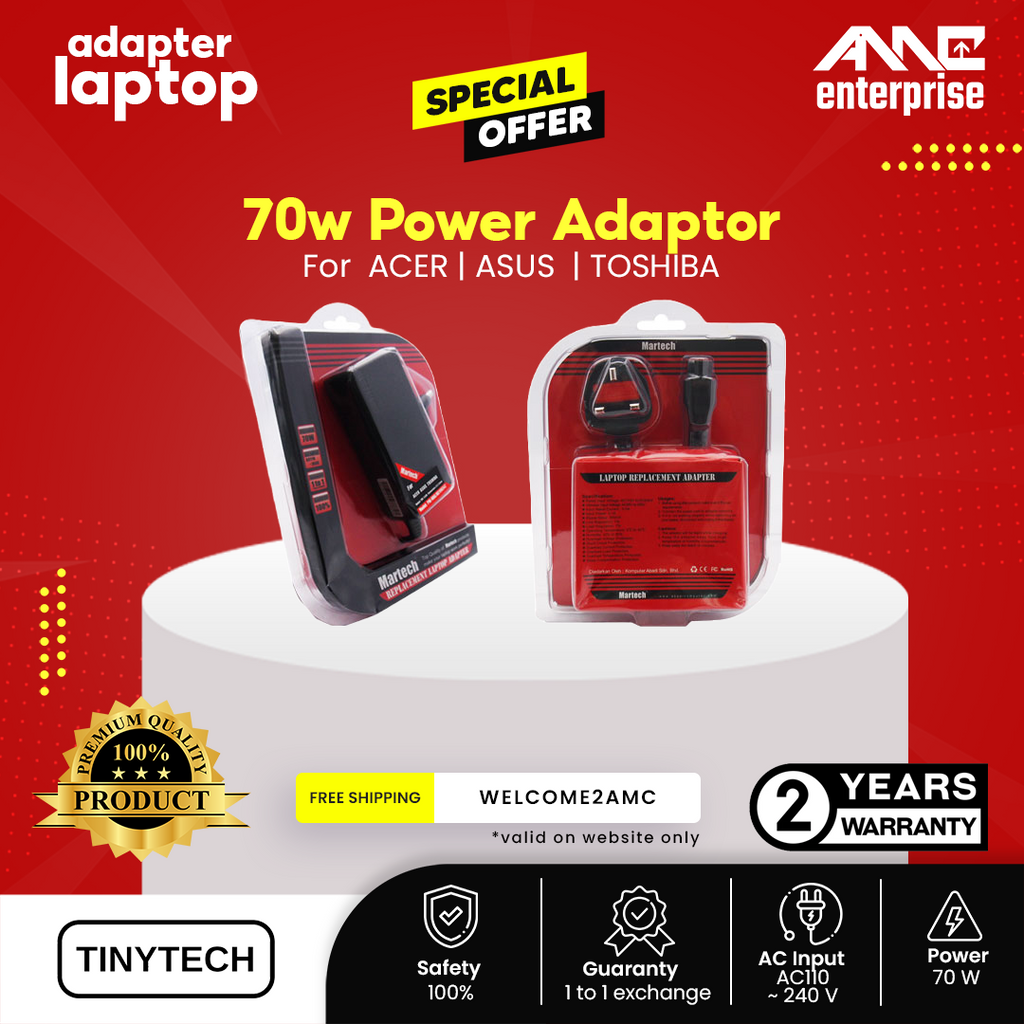 MARTECH 70W ACER/ASUS/TOSHIBA Compatible Model Adapter