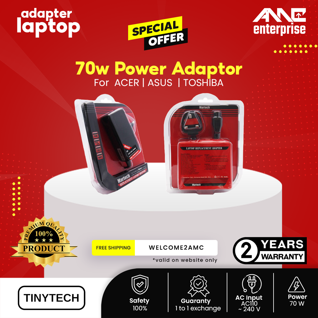 MARTECH 70W ACER/ASUS/TOSHIBA Compatible Model Adapter